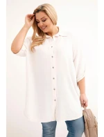 Dámská košile Plus Size z viskózy s delším zadním dílem béžová