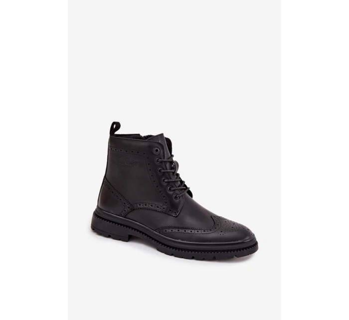 Kožené pánské kotníčkové boty Lee Cooper LCJ-25-33-3961 Černé