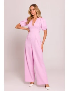 Kombinéza s puff rukávy  růžová model 20970740 - Moe