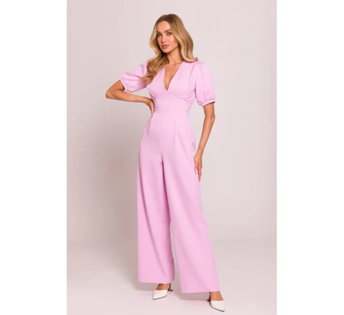 Kombinéza s puff rukávy  růžová model 20970740 - Moe