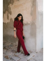 model 21470626 Kombinéza s mašlí na zavazování bordó - STYLOVE