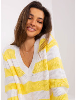 Žltý a ecru dlhý oversize sveter