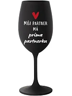 MY PARTNER MÁ PRIMA PARTNERA - čierny pohár na víno 350 ml