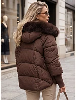 Dámska zimná bunda s kožušinou a kapucňou, hnedá, FashionStreet TY5890 Dámska zimná bunda s kožušinou a kapucňou, hnedá, FashionStreet TY5890