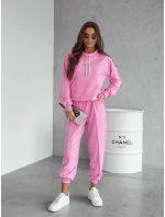 Ružová dámska tepláková súprava - mikina so stojačikom a nohavice (82162)