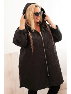Dámska prešívaná bunda s kapucňou a HOPE Black
