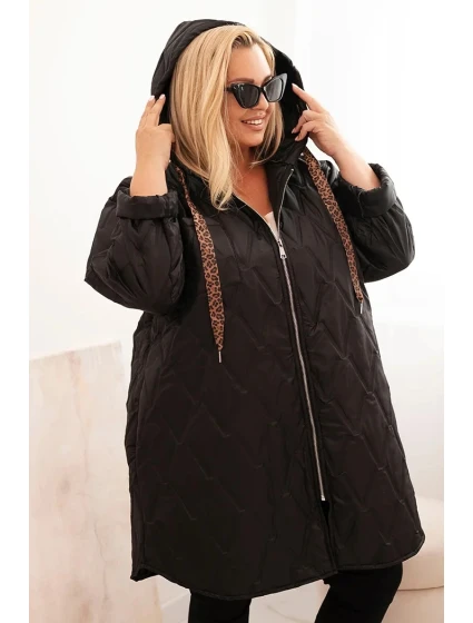 Dámska prešívaná bunda s kapucňou a HOPE Black