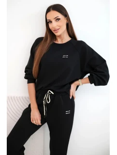 Dámska súprava z viskózy s mikinou a nohavicami butter black