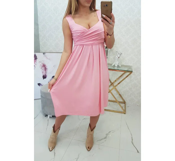 Šaty so širokými ramienkami púdrovo ružové