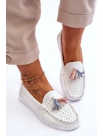 Dámské prolamované kožené mokasíny Bílé model 21618157 - EVENTO