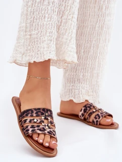Ploché Dámské Pantofle Se Zlatým Detalem Leopard model 21700060 - Boto