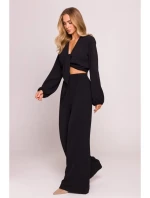 M861 Krátky top so zaväzovaním vpredu - čierny M861 Krátky top so zaväzovaním vpredu - čierny