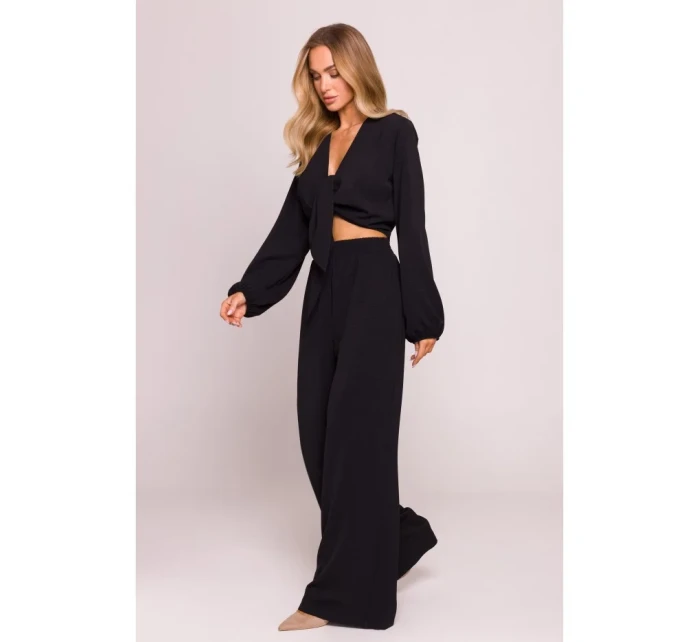 M861 Krátky top so zaväzovaním vpredu - čierny M861 Krátky top so zaväzovaním vpredu - čierny