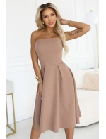 641-2 VIVIENNE korzetové rozšírené midi šaty na špeciálne príležitosti - béžové