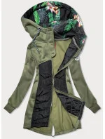 Dámska dlhá mikina na zips v khaki farbe (AMG-819)