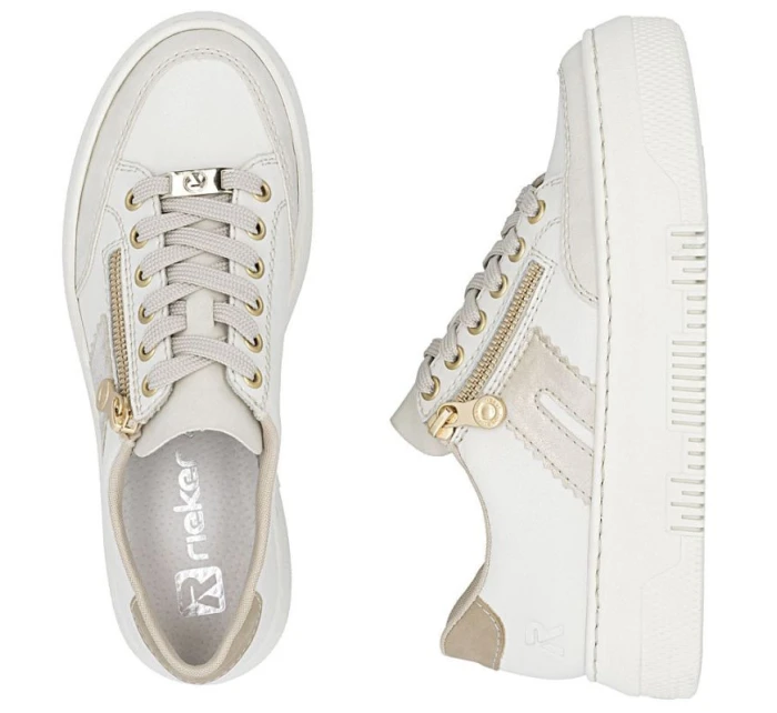 Dámske kožené tenisky na platforme béžovej farby Rieker M1912-80