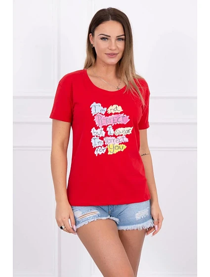 Halenka s potiskem model 18742972 červená - K-Fashion