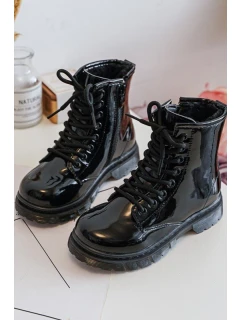 Dziecięce Botki Lakierowane Z Suwakiem Czarne Tibbie