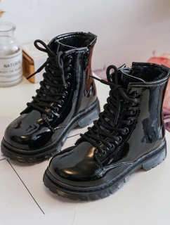 Dziecięce Botki Lakierowane Z Suwakiem Czarne Tibbie