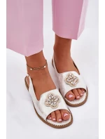 Sandały Damskie Na Płaskim Obcasie Z Ozdobnym Detalem S.Barski KV51-080 Srebrne