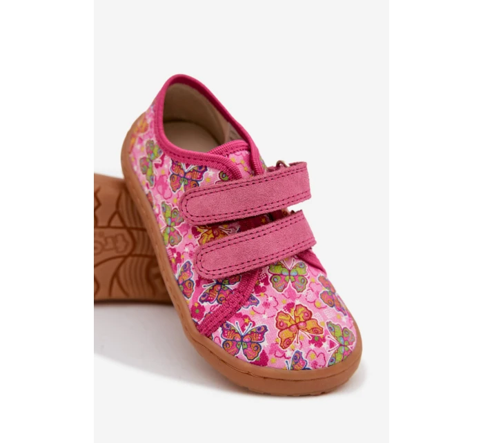 Dětské domácí boty Barefoot  Canvas Růžové model 22007296 - Froddo