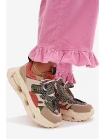 Kožené dámské tenisky na platformě D&A CR61-3133 Béžové