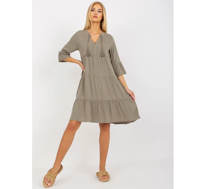 Šaty D73761M30214A5EN khaki farba