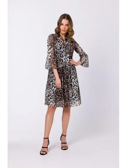 S337 Šifónové šaty s viazaným výstrihom - model 2 S337 Šifónové šaty s viazaným výstrihom - model 2