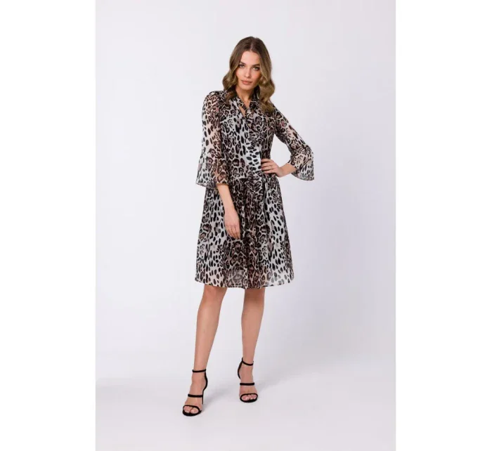 S337 Šifónové šaty s viazaným výstrihom - model 2 S337 Šifónové šaty s viazaným výstrihom - model 2