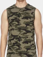 Pánske tričko bez rukávov D4L20 TSM306M Khaki zelená - 4F