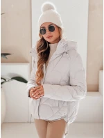 Dámska zimná bunda LOVEWARM krátka prešívaná s kapucňou biela FashionStreet TY5042 Dámska zimná bunda LOVEWARM krátka prešívaná s kapucňou biela FashionStreet TY5042