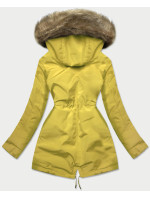 Citrónovo-béžová teplá dámska zimná bunda (W559)