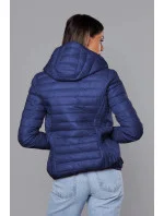 Modrá dámska prešívaná bunda s kapucňou (B0123-72) Modrá dámska prešívaná bunda s kapucňou (B0123-72)