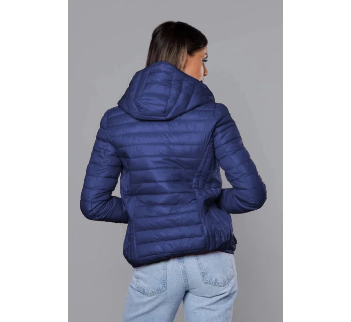 Modrá dámska prešívaná bunda s kapucňou (B0123-72) Modrá dámska prešívaná bunda s kapucňou (B0123-72)
