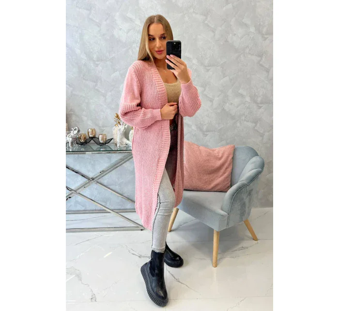 Svetr dlouhý kardigan pudrově růžový Svetr dlouhý kardigan pudrově růžový