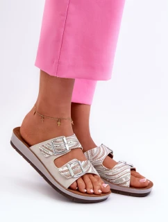 Wygodne Klapki Damskie Z Klamrami Inblu CP000045 Beżowe