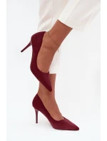 Szpilki Damskie Z Eko Zamszu Bordowe Elvessa