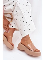 Dámské sandály na platformě s páskem Béžové model 22107240 - Boto