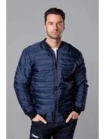 Tmavě modrá prošívaná pánská bunda typu "bomber" model 18344849 - J.STYLE Tmavě modrá prošívaná pánská bunda typu "bomber" model 18344849 - J.STYLE