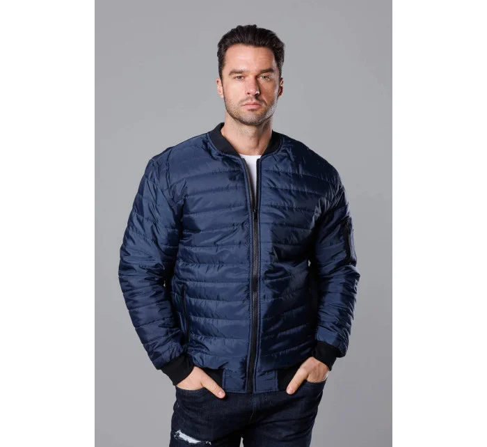Tmavě modrá prošívaná pánská bunda typu "bomber" model 18344849 - J.STYLE Tmavě modrá prošívaná pánská bunda typu "bomber" model 18344849 - J.STYLE