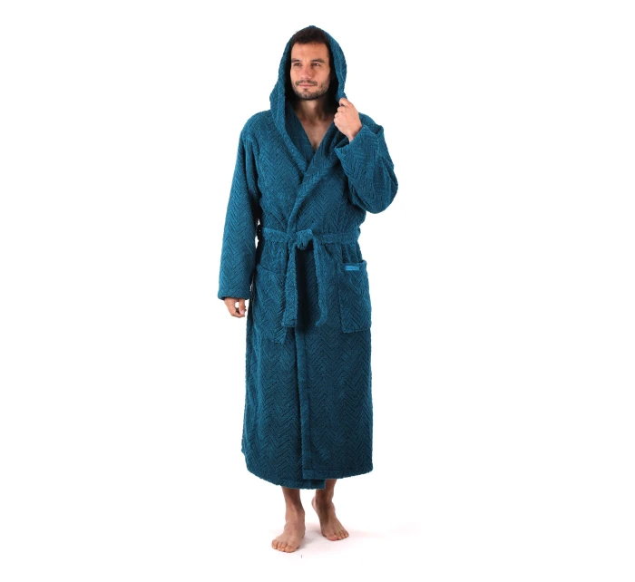 pánsky župan Athena s kapucňou Petrol