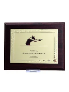 Plastový diplom s vygravírovaným kovovým štítkom