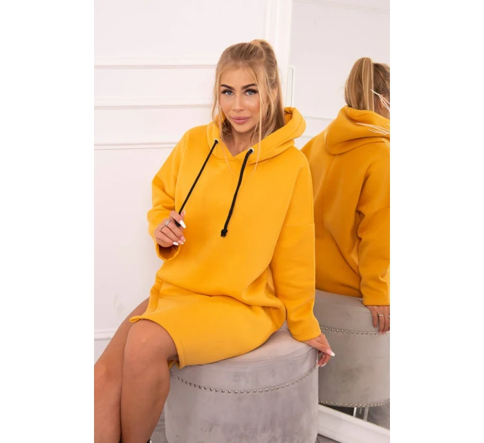 Šaty s kapucňou a bočným rázporkom broskyňové Šaty s kapucňou a bočným rázporkom broskyňové