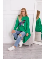 Oversize halenka s potiskem světle zelená Oversize halenka s potiskem světle zelená