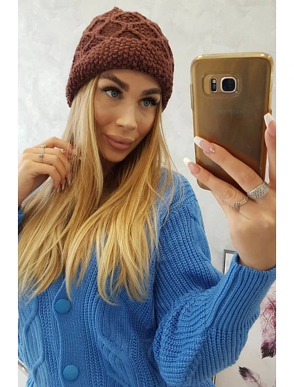 Roma fleecová čepice hnědá model 18749877 - K-Fashion Roma fleecová čepice hnědá model 18749877 - K-Fashion