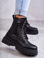 Dámske zateplené kožené čižmy light black Dorchen