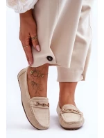 Damskie Klasyczne Zamszowe Mokasyny Beżowe Corinell