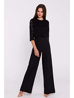 S381 Kombinéza s čipkovanými detailmi - čierna