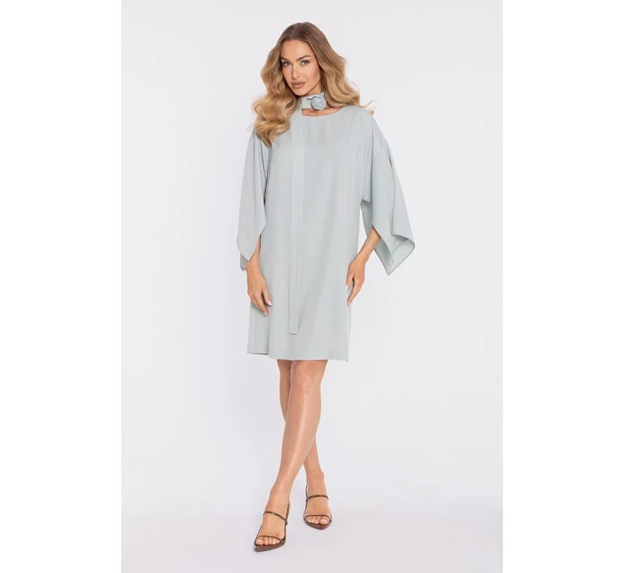 M908 Šaty s ozdobnými širokými rukávmi - mentolové M908 Šaty s ozdobnými širokými rukávmi - mentolové