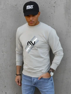 Pánska béžová mikina s potlačou FashionStreet BX5363